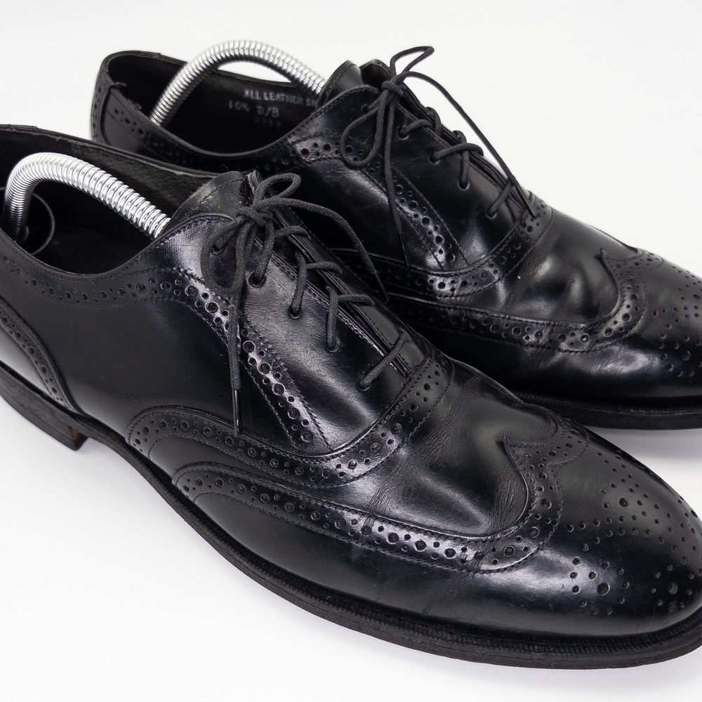 Stafford Comfort Plus Men's 10.5 D Black Leather Wingtip Oxford Dress Shoes